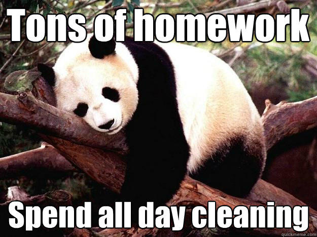 Tons of homework Spend all day cleaning  