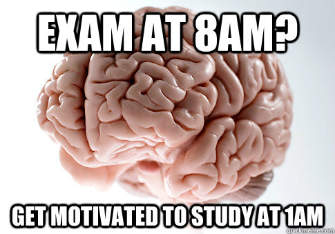 Exam at 8AM? Get Motivated to study at 1am  ScumbagBrain