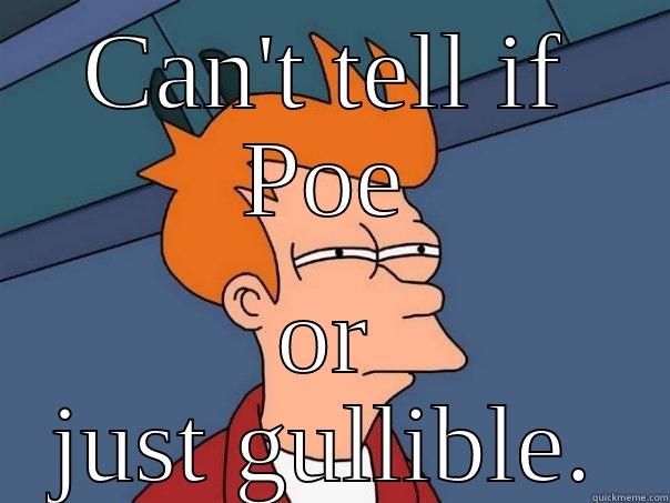 CAN'T TELL IF POE OR JUST GULLIBLE. Futurama Fry