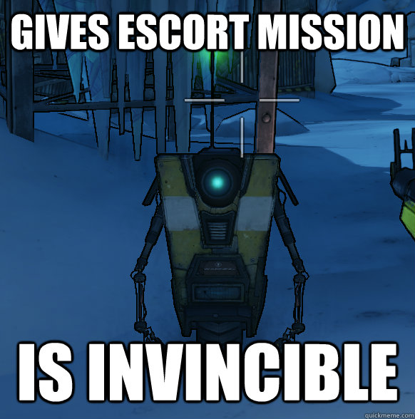 Gives escort mission is invincible - Gives escort mission is invincible  Misc