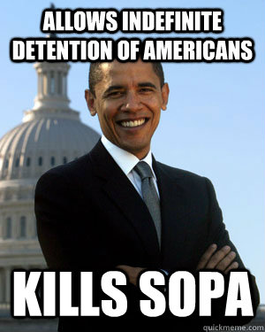 Allows indefinite detention of Americans Kills Sopa  