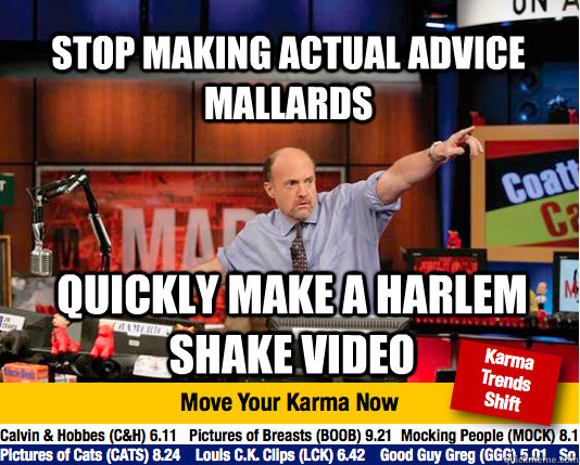 Stop Making Actual Advice mallards Quickly make a Harlem Shake Video  Mad Karma with Jim Cramer