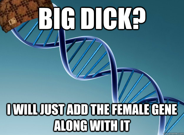 big dick? i will just add the female gene along with it  Scumbag Genetics