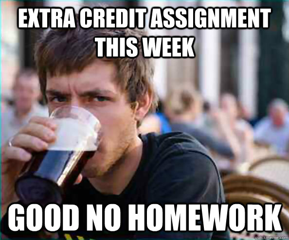 Extra Credit assignment this week Good no homework  College Senior