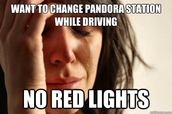 want to change Pandora station while driving no red lights  First World Problems