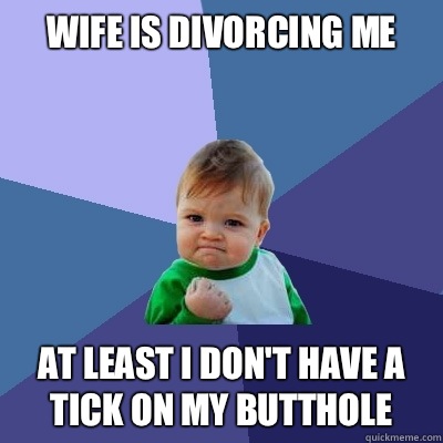 Wife is divorcing me At least I don't have a tick on my butthole - Wife is divorcing me At least I don't have a tick on my butthole  Success Kid