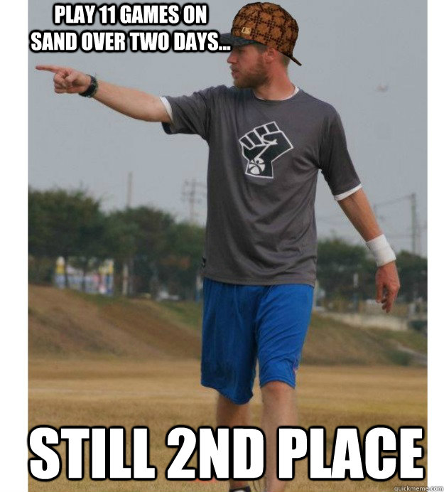 Play 11 games on sand over two days... Still 2nd Place  