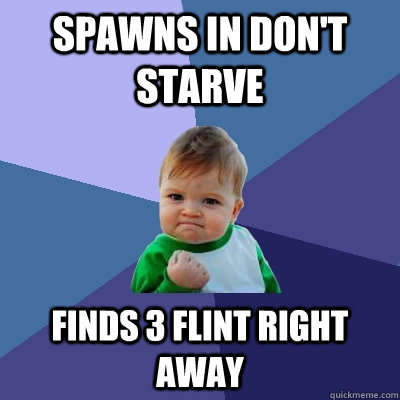 Spawns in Don't Starve Finds 3 flint right away  Success Kid