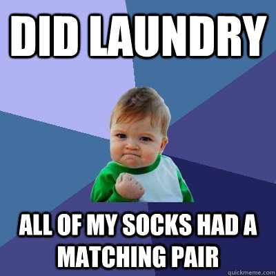 did laundry all of my socks had a matching pair  Success Kid