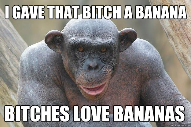 i gave that bitch a banana bitches love bananas - i gave that bitch a banana bitches love bananas  The Most Interesting Chimp In The World