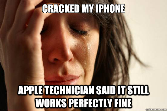 Cracked my iphone Apple technician said it still works perfectly fine  First World Problems