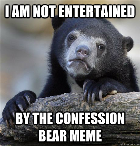 I am not entertained  by the confession bear meme  Confession Bear