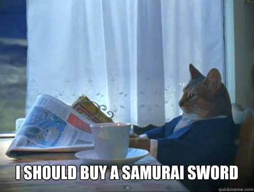  I should buy a samurai sword  The One Percent Cat