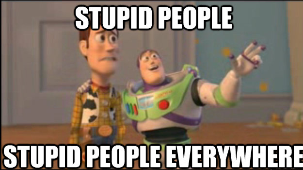 stupid people stupid people everywhere  Buzz and Woody