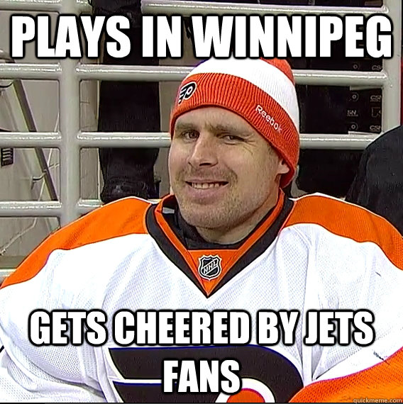 plays in winnipeg gets cheered by jets fans  Ilya Bryzgalov Solid Guy