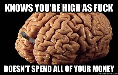 Knows you're high as fuck Doesn't spend all of your money - Knows you're high as fuck Doesn't spend all of your money  Good Guy Brain