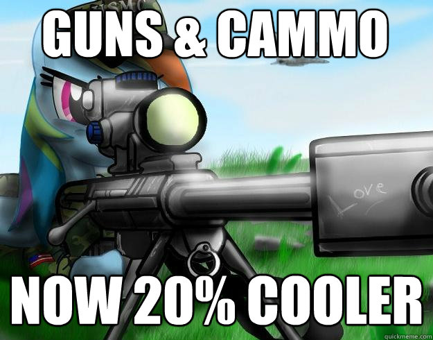 Guns & Cammo now 20% cooler  Rainbow Dash Barret 50 Cal