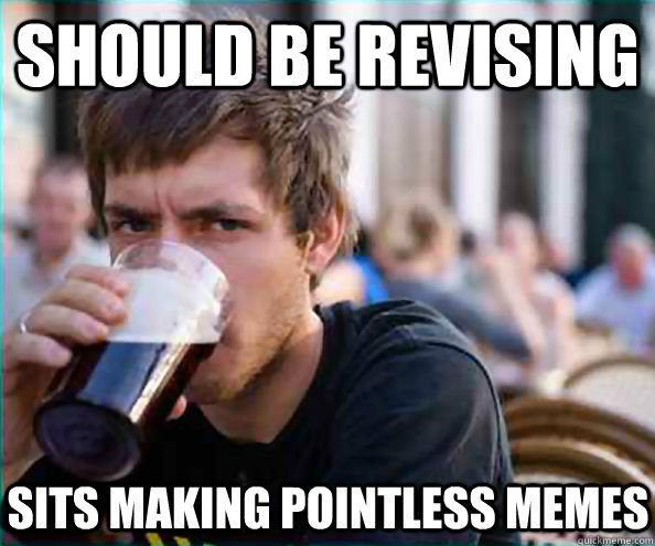 Should be revising sits making pointless memes  Lazy College Senior