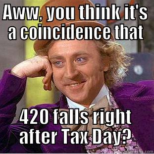 420 and Tax day - AWW, YOU THINK IT'S A COINCIDENCE THAT 420 FALLS RIGHT AFTER TAX DAY? Condescending Wonka