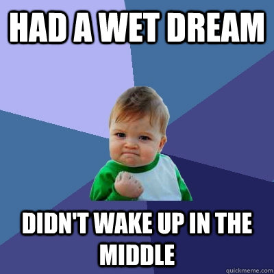 Had a wet dream  didn't wake up in the middle  Success Kid