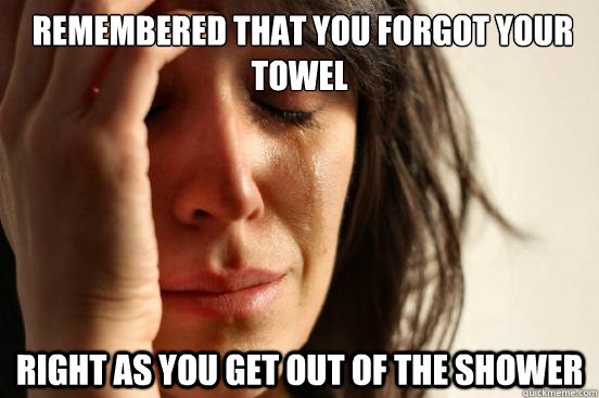  Remembered that you forgot your towel right as you get out of the shower  First World Problems