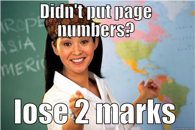DIDN'T PUT PAGE NUMBERS? LOSE 2 MARKS Scumbag Teacher