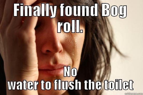 FINALLY FOUND BOG ROLL. NO WATER TO FLUSH THE TOILET First World Problems