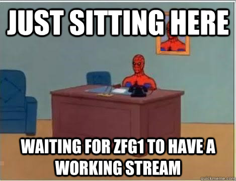 just sitting here waiting for zfg1 to have a working stream  Spiderman Desk