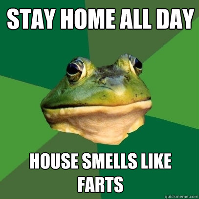 stay home all day house smells like farts  Foul Bachelor Frog