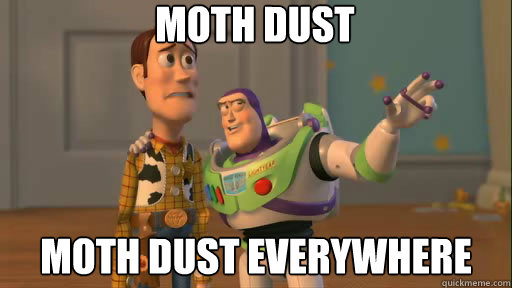 moth dust  moth dust everywhere  Everywhere