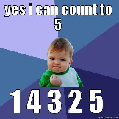 YES I CAN COUNT TO 5 1 4 3 2 5 Success Kid
