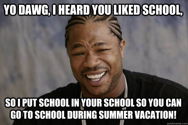 Yo Dawg, I heard you liked school, so I put school in your school so you can go to school during summer vacation!  Xzibit meme