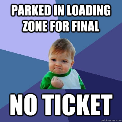 parked in loading zone for final No ticket - parked in loading zone for final No ticket  Success Kid