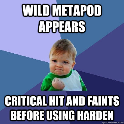Wild Metapod Appears Critical hit and faints before using harden  Success Kid