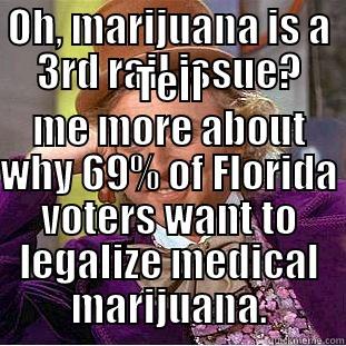 OH, MARIJUANA IS A 3RD RAIL ISSUE? TELL ME MORE ABOUT WHY 69% OF FLORIDA VOTERS WANT TO LEGALIZE MEDICAL MARIJUANA. Condescending Wonka