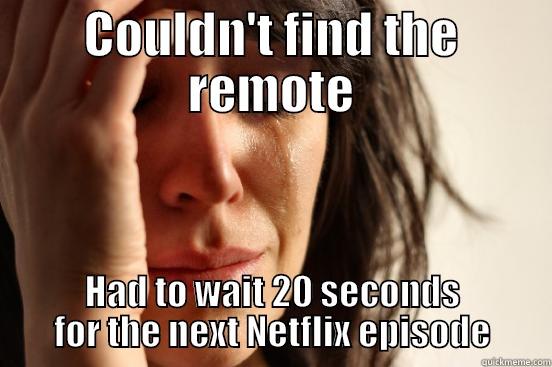 COULDN'T FIND THE REMOTE HAD TO WAIT 20 SECONDS FOR THE NEXT NETFLIX EPISODE First World Problems