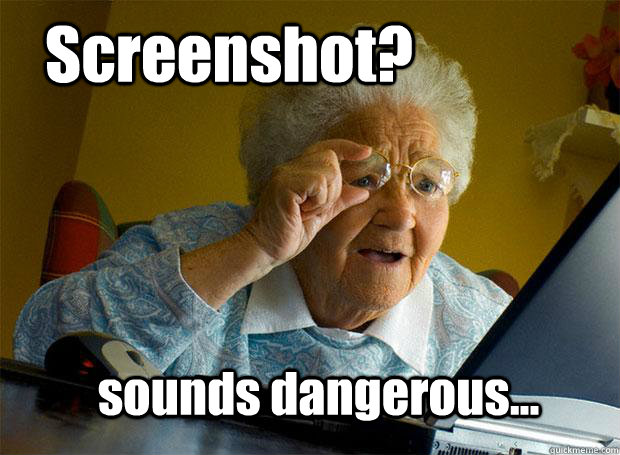 Screenshot? sounds dangerous...  Grandma finds the Internet