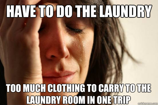 Have to do the laundry too much clothing to carry to the laundry room in one trip  First World Problems