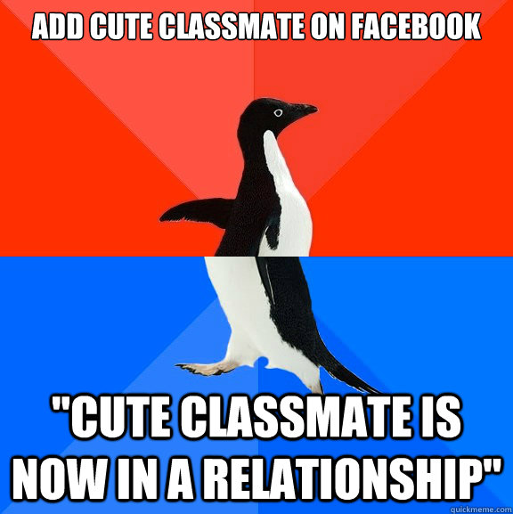 Add cute classmate on Facebook 