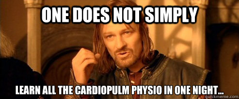 One does not simply learn all the cardiopulm physio in one night...  One Does Not Simply