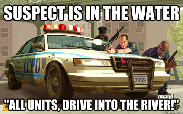 Suspect is in the water 