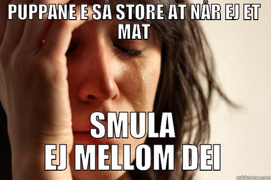 PUPPANE E SÅ STORE AT NÅR EJ ET MAT SMULA EJ MELLOM DEI First World Problems
