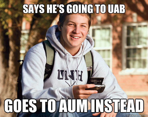 says he's going to UAB goes to Aum instead  College Freshman
