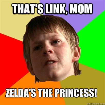 That's link, mom zelda's the princess!  Angry School Boy