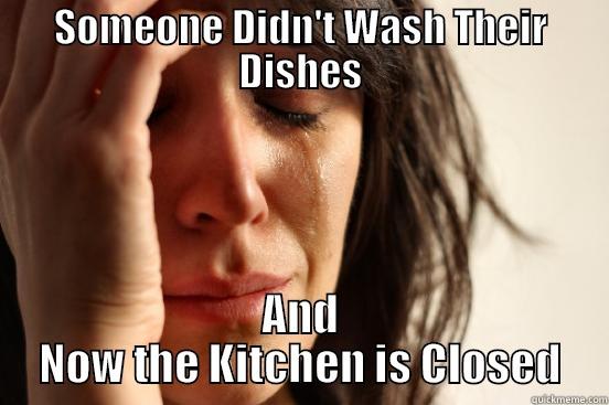 SOMEONE DIDN'T WASH THEIR DISHES AND NOW THE KITCHEN IS CLOSED First World Problems