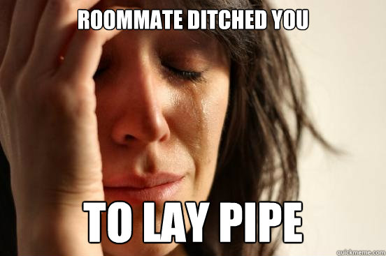 Roommate ditched you To Lay Pipe - Roommate ditched you To Lay Pipe  First World Problems