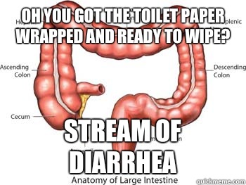 Oh you got the toilet paper wrapped and ready to wipe? Stream of diarrhea   