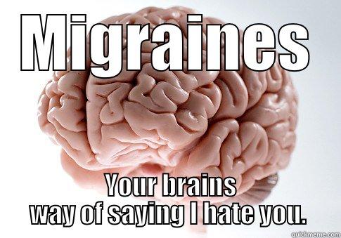 MIGRAINES  YOUR BRAINS WAY OF SAYING I HATE YOU. Scumbag Brain