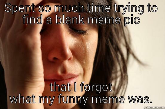 SPENT SO MUCH TIME TRYING TO FIND A BLANK MEME PIC THAT I FORGOT WHAT MY FUNNY MEME WAS. First World Problems