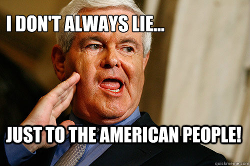 I don't always lie... Just to the American people! - I don't always lie... Just to the American people!  NEWT